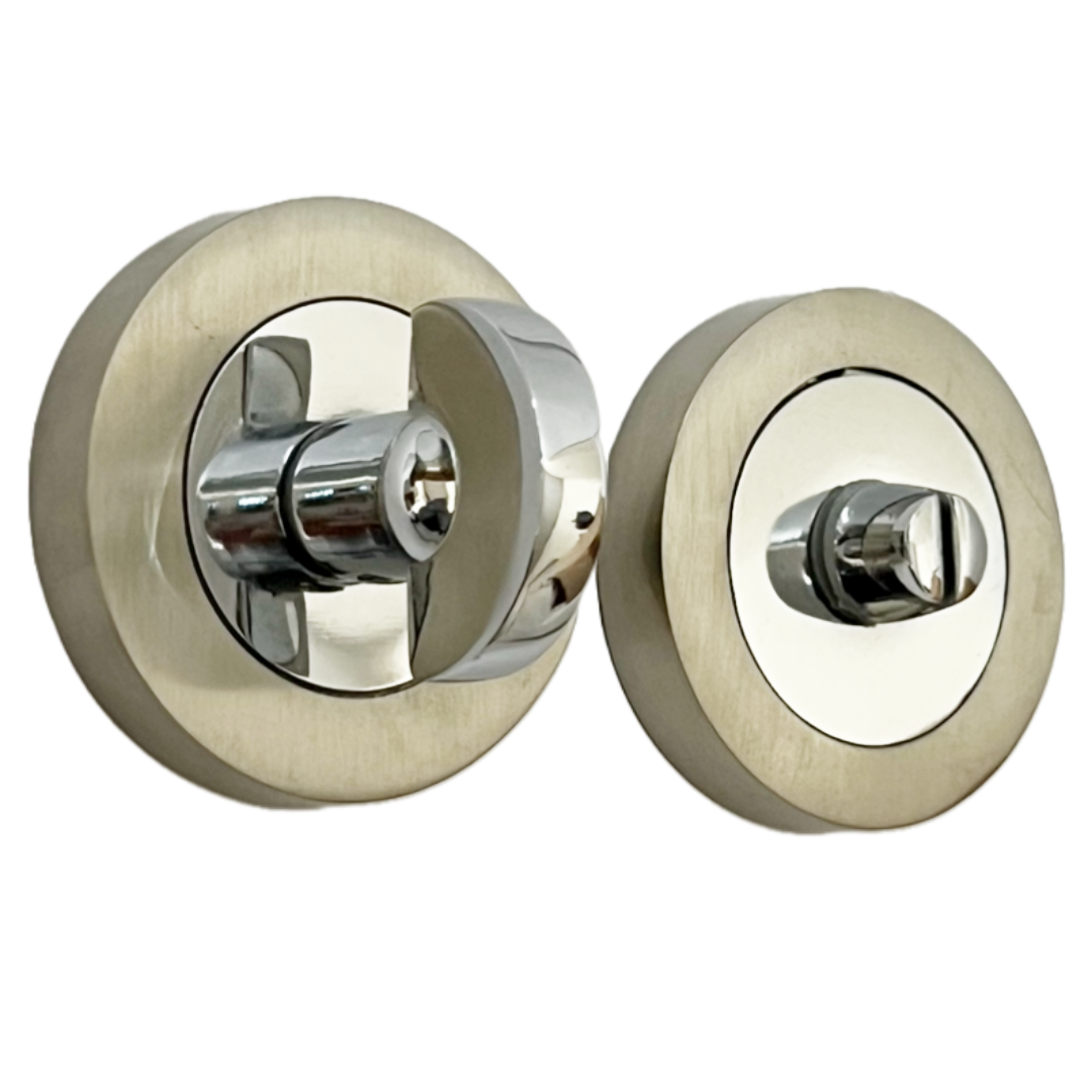 Porte de WC de salle de bain avec bouton rotatif et déverrouillage du WC Chrome satiné DUO