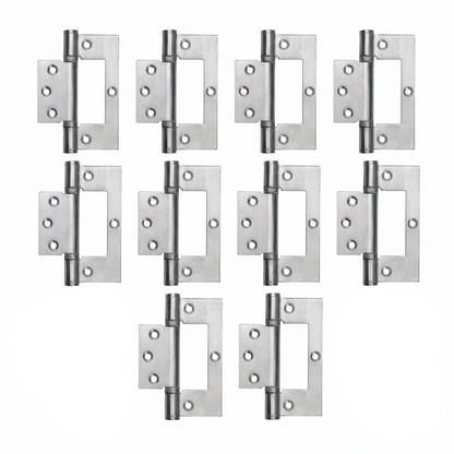 4" Hinges Stainless Steel Ball Bearing Flush Cupboard Door Fitting Chrome Satin - 100mm