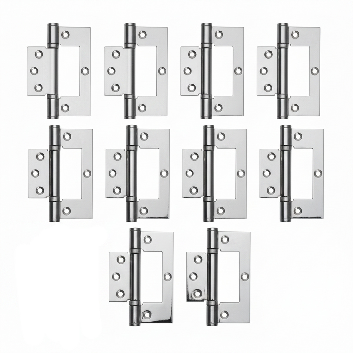 4" Hinges Stainless Steel Ball Bearing Flush Cupboard Door Fitting Chrome Satin - 100mm