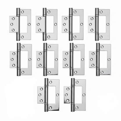 4" Hinges Stainless Steel Ball Bearing Flush Cupboard Door Fitting Chrome Satin - 100mm