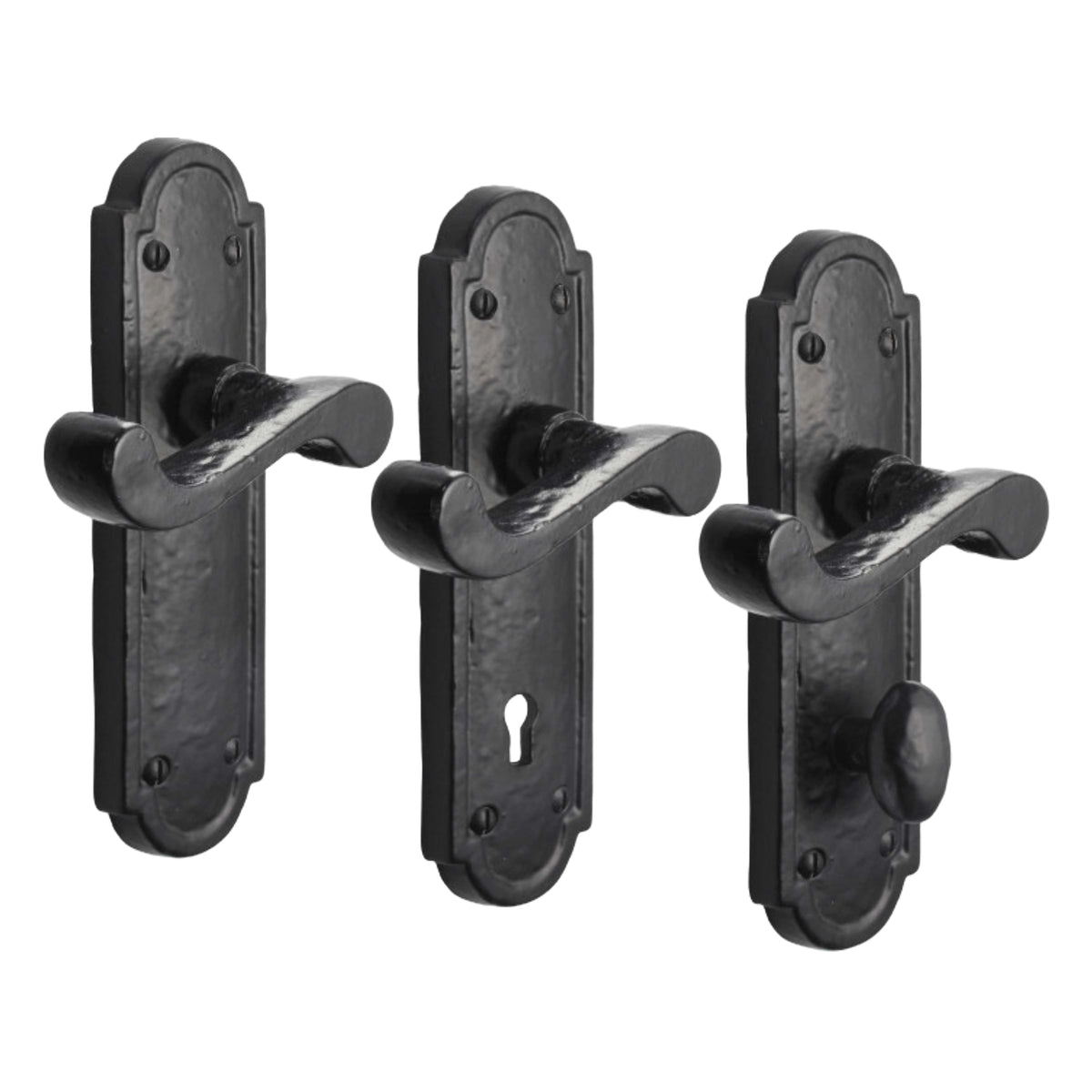 Marketplace JPG companion for Iron Door Handles Black 172 X 48mm Antique Vintage Cottage Lever Lock Euro Handle