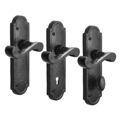 Marketplace JPG companion for Iron Door Handles Black 172 X 48mm Antique Vintage Cottage Lever Lock Euro Handle