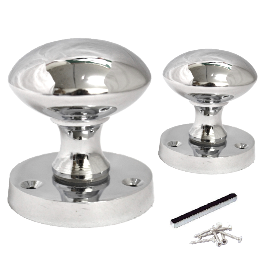 Door Knobs Round Victorian Mortice Knob Sprung - Chrome Thumbturn Lock Pack 56mm