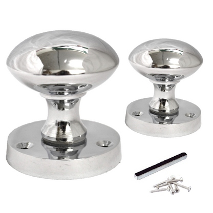 Door Knobs Round Victorian Mortice Knob Sprung - Chrome Thumbturn Lock Pack 56mm