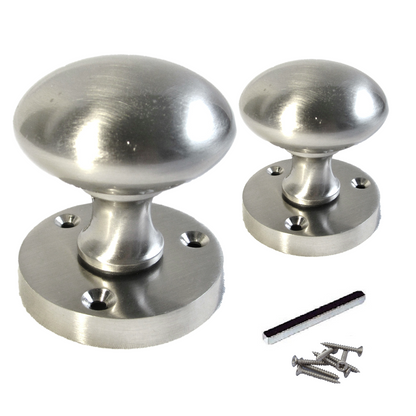 Door Knobs Round Victorian Mortice Knob Sprung - Satin Latch Pack 56mm