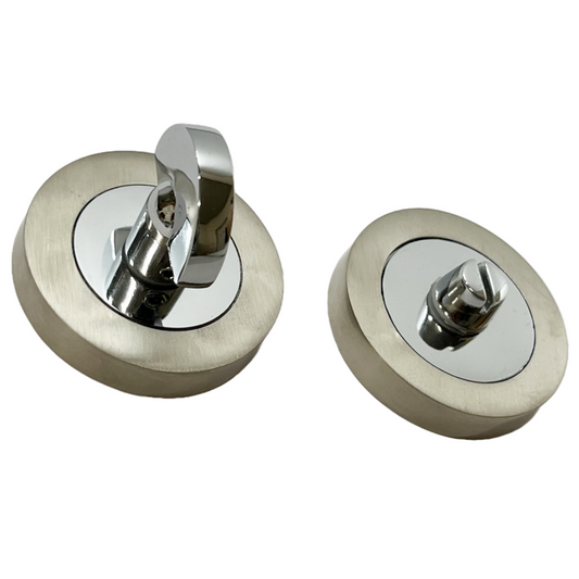 Porte de WC de salle de bain avec bouton rotatif et déverrouillage du WC Chrome satiné DUO