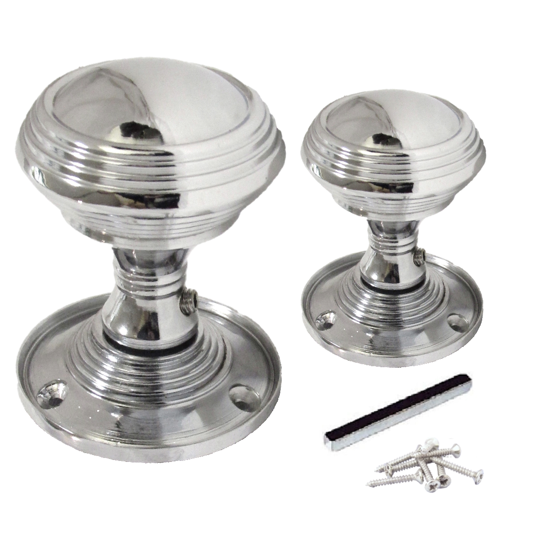 MULTIPACK Door Knob Chrome Queen Anne HEAVY BRASS Reeded Knobs 1/4/6 Pairs