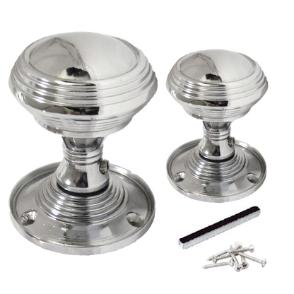 MULTIPACK Door Knob Chrome Queen Anne HEAVY BRASS Reeded Knobs 1/4/6 Pairs