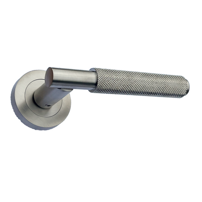 Knurled Turning Door Handles Satin Lever on Round Rose Latch Handle Luxe
