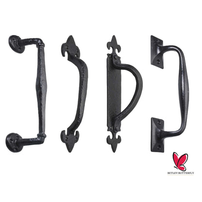 Marketplace JPG companion for Cast Iron Black Antique Pull Handles Door Gate Shed & Fixings Rose Fleur Handle