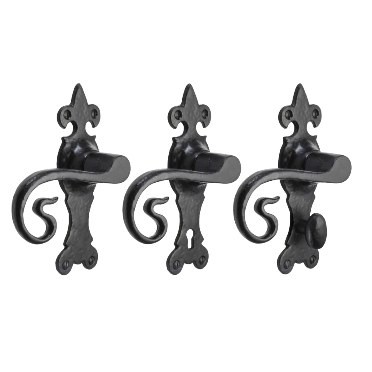 Marketplace JPG companion for Iron Door Handles Black 165 X 52mm Antique Vintage Cottage Lever Lock Bath Handle