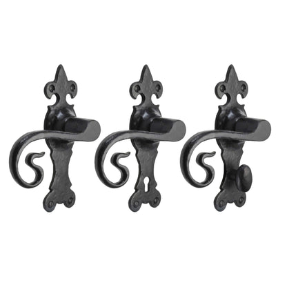 Marketplace JPG companion for Iron Door Handles Black 165 X 52mm Antique Vintage Cottage Lever Lock Bath Handle