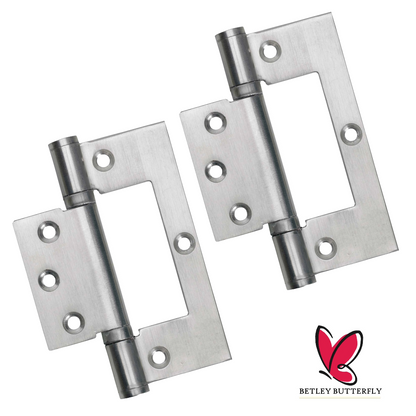 4" HINGES Stainless Steel Ball Bearing Flush Cupboard Door Fitting Chrome Satin