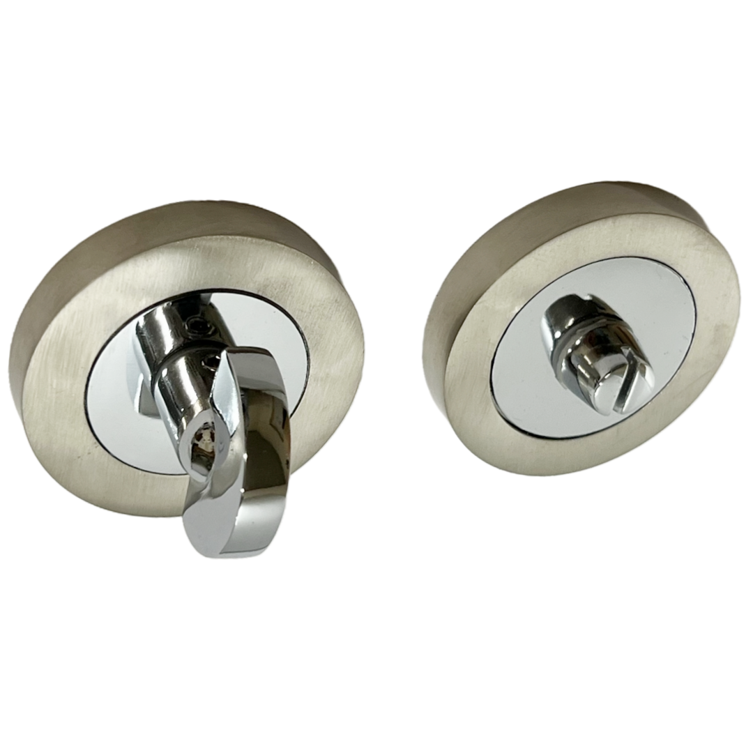 Porte de WC de salle de bain avec bouton rotatif et déverrouillage du WC Chrome satiné DUO