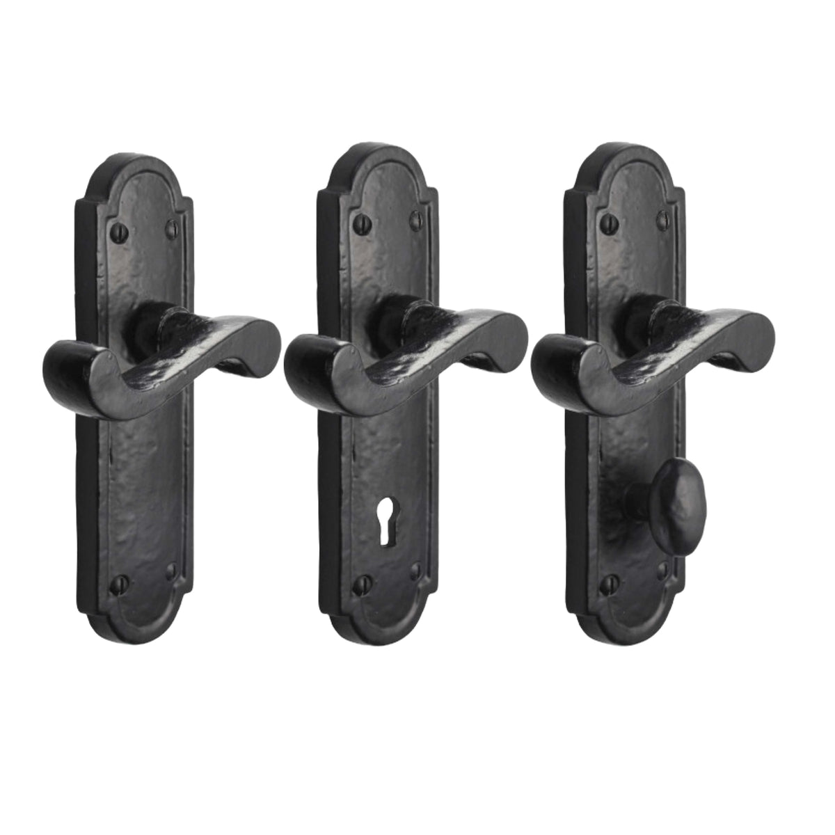 Marketplace JPG companion for Iron Door Handles Black 172 X 48mm Antique Vintage Cottage Lever Lock Euro Handle