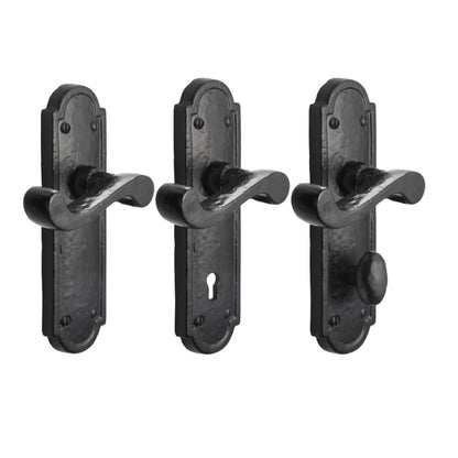 Marketplace JPG companion for Iron Door Handles Black 172 X 48mm Antique Vintage Cottage Lever Lock Euro Handle