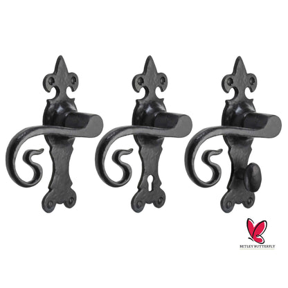 Marketplace JPG companion for Iron Door Handles Black 165 X 52mm Antique Vintage Cottage Lever Lock Bath Handle