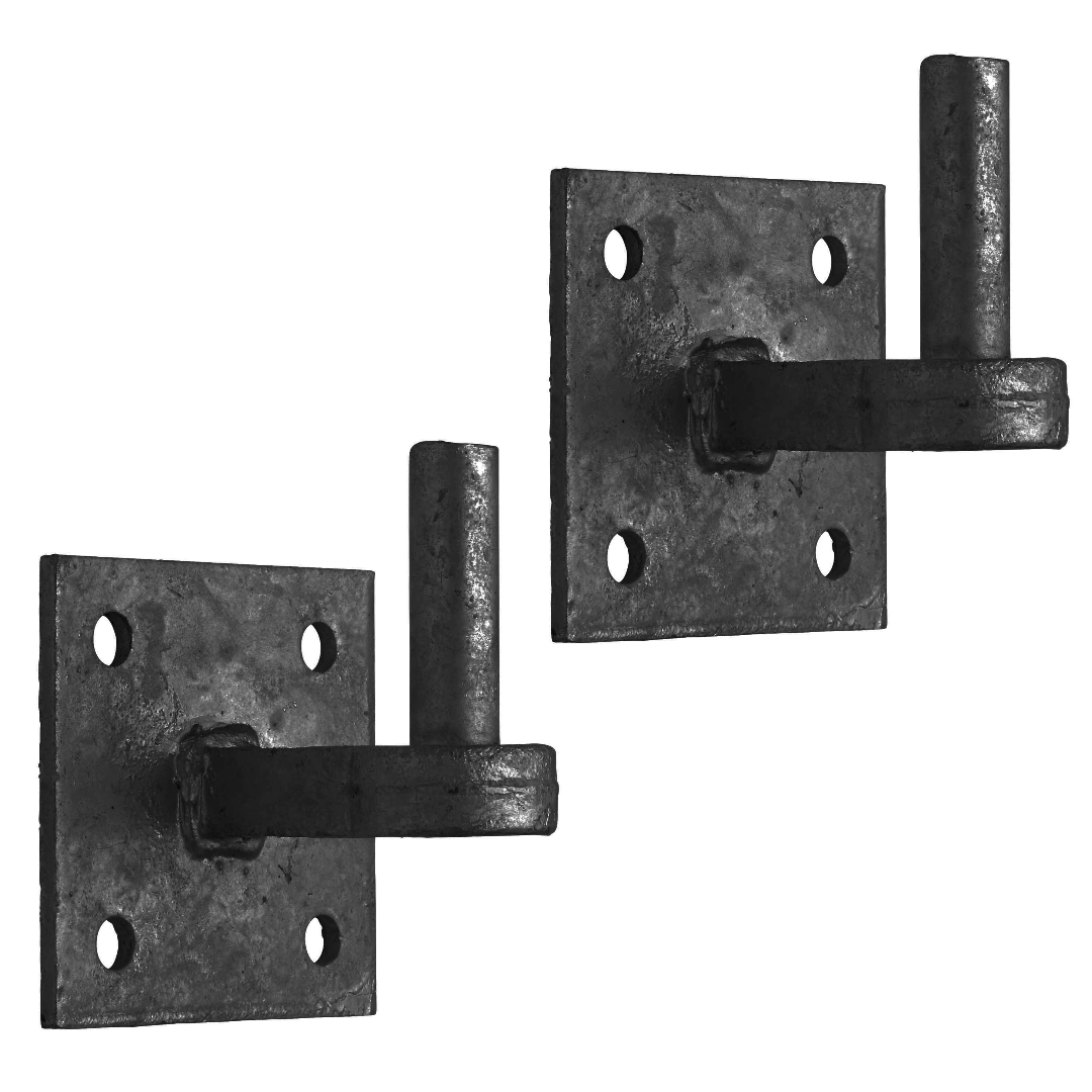 Gate 22mm Hook on 100mm (4" x 4") Plate - Black with Extended Shoulder HEAVY DUTY