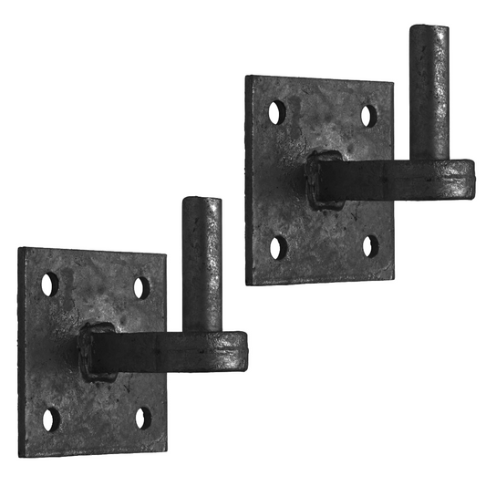 Gate 22mm Hook on 100mm (4" x 4") Plate - Black with Extended Shoulder HEAVY DUTY