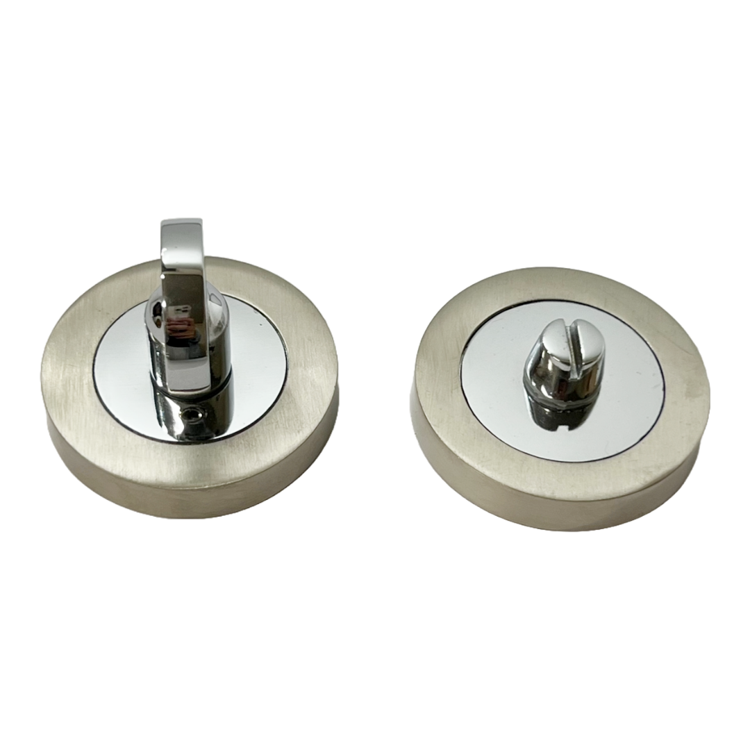 Porte de WC de salle de bain avec bouton rotatif et déverrouillage du WC Chrome satiné DUO