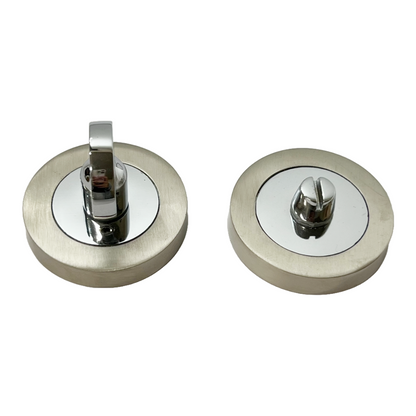 Porte de WC de salle de bain avec bouton rotatif et déverrouillage du WC Chrome satiné DUO