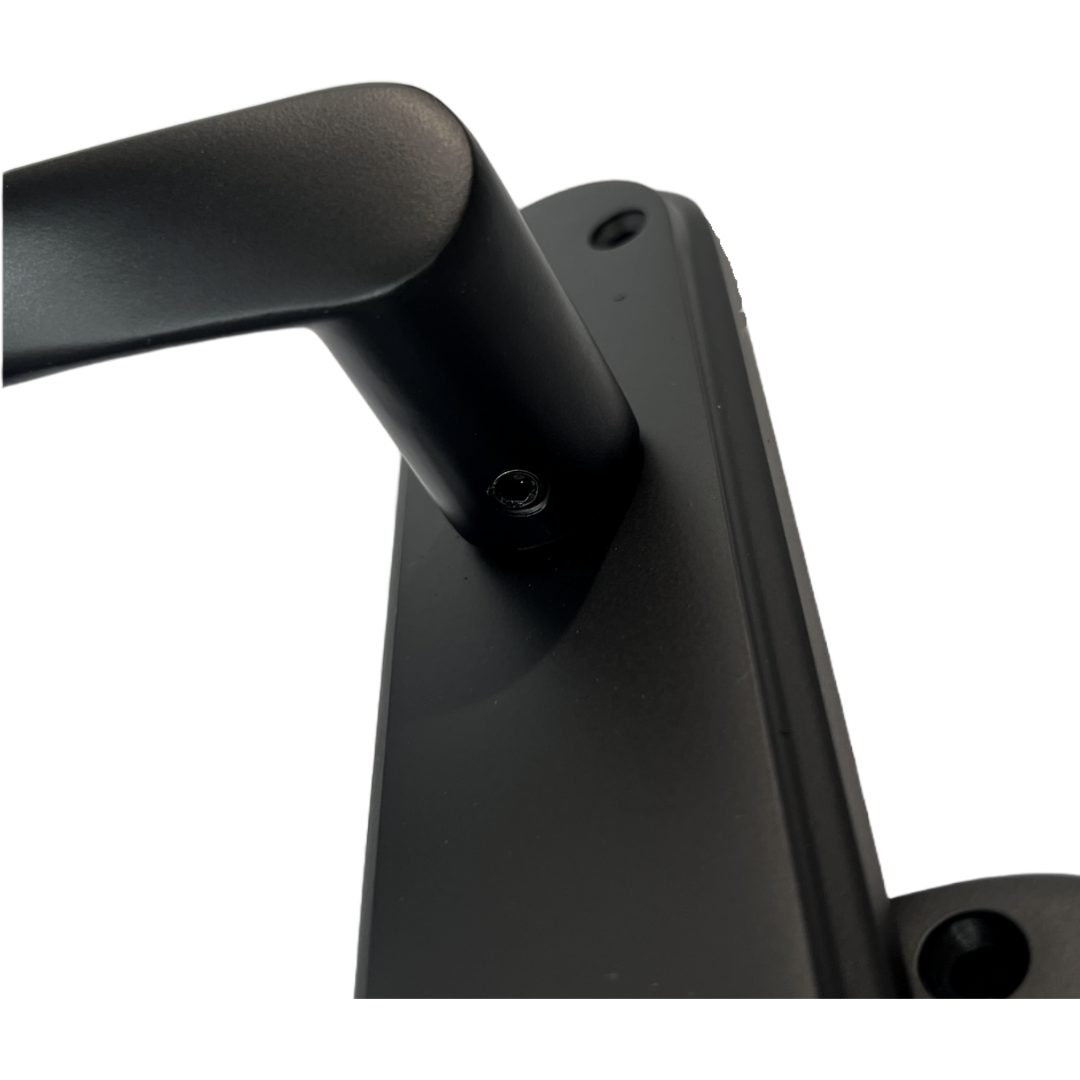 Genova Door Handles Matt Black Twist Lever Latch on Modern Marina Backplate