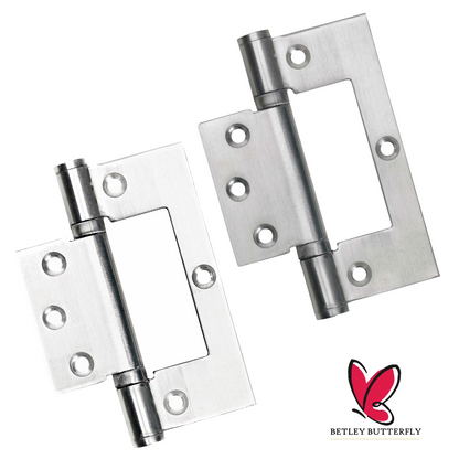 4" HINGES Stainless Steel Ball Bearing Flush Cupboard Door Fitting Chrome Satin