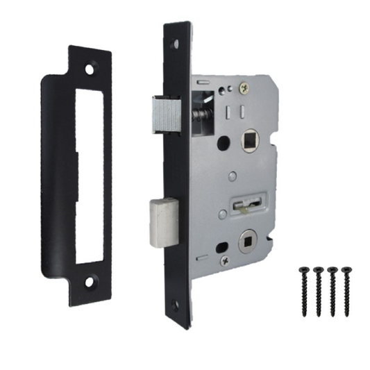 Bathroom Mortice Lock Matt Black Sashlock 3" 76mm Bolt Through Reversible Bath Door