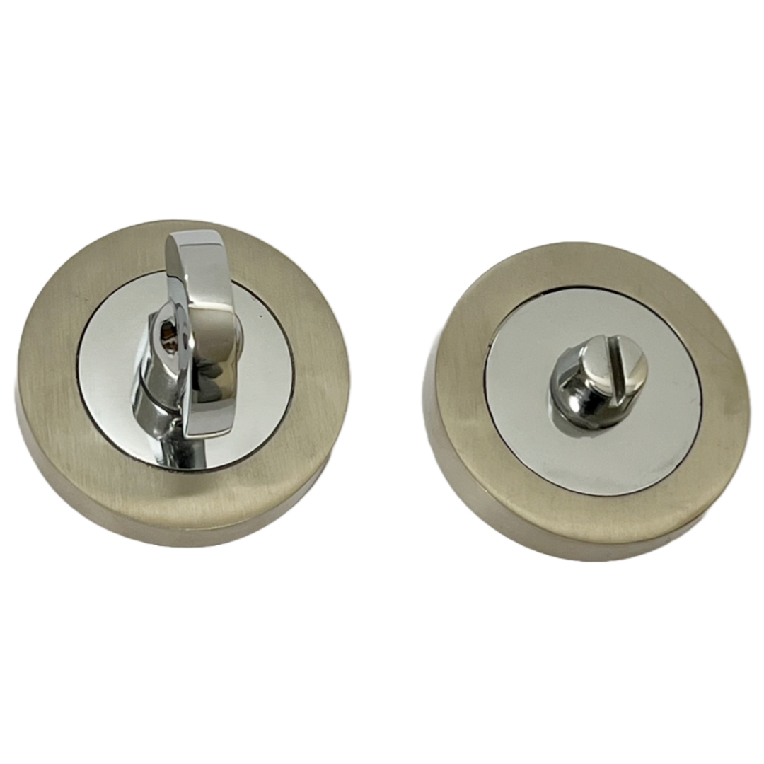 Porte de WC de salle de bain avec bouton rotatif et déverrouillage du WC Chrome satiné DUO