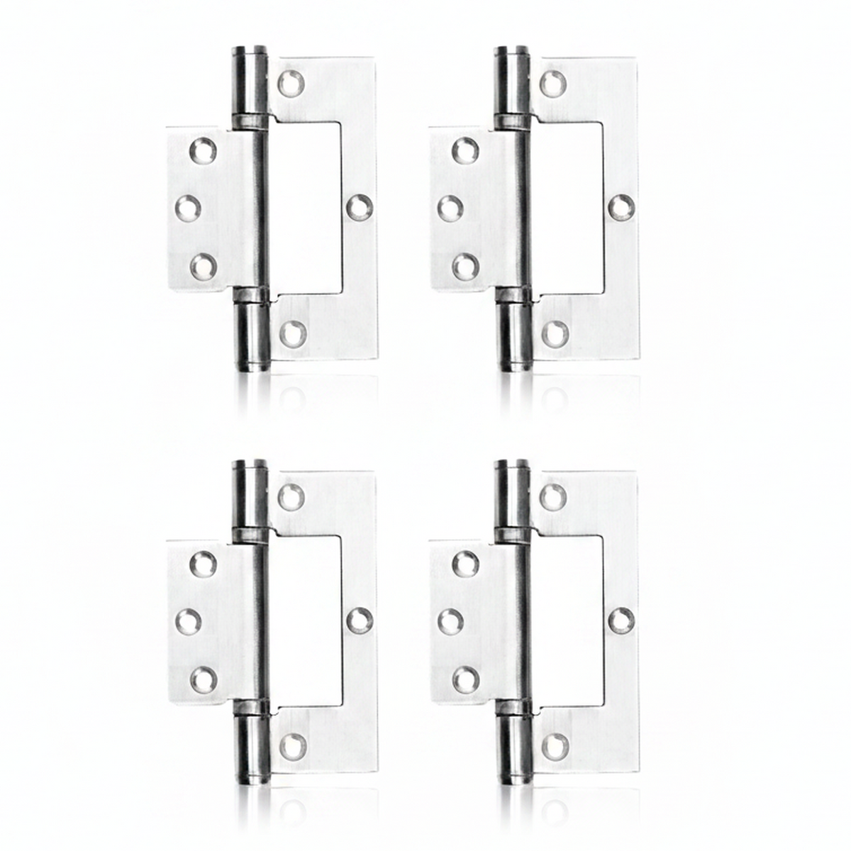 4" Hinges Stainless Steel Ball Bearing Flush Cupboard Door Fitting Chrome Satin - 100mm