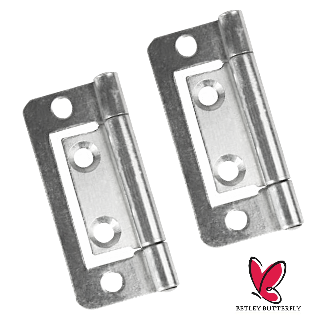Paire de charnières affleurantes pour portes d'armoires, 50, 60, 75, 100 mm, fixation plate zinguée 