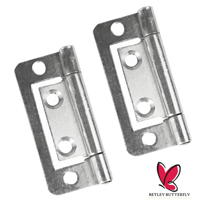 Paire de charnières affleurantes pour portes d'armoires, 50, 60, 75, 100 mm, fixation plate zinguée 
