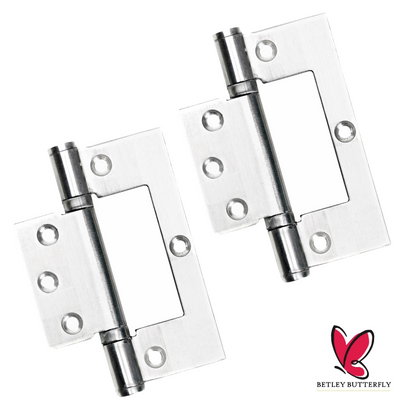 4" HINGES Stainless Steel Ball Bearing Flush Cupboard Door Fitting Chrome Satin
