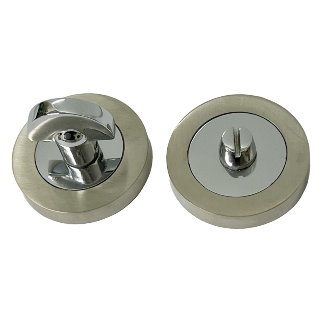 Porte de WC de salle de bain avec bouton rotatif et déverrouillage du WC Chrome satiné DUO