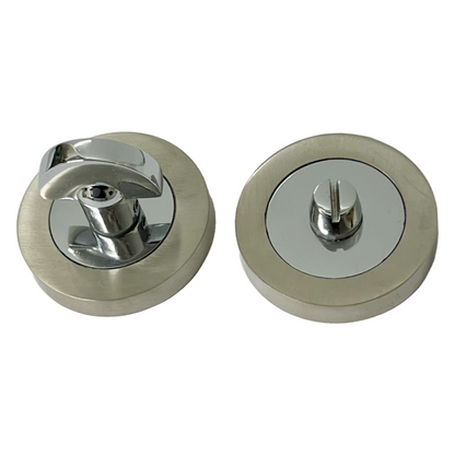 Porte de WC de salle de bain avec bouton rotatif et déverrouillage du WC Chrome satiné DUO