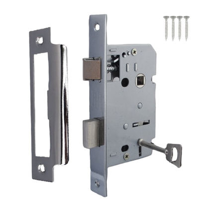 3 Lever Mortice Chrome Sash Lock Key 3" 76mm Bolt Through Reversible Bathroom Handle