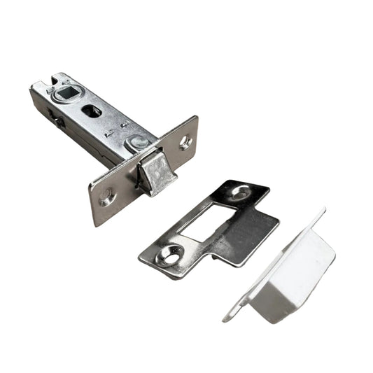 Mortice Tubular Door Latch 3" 73mm Bolt Through Internal Catch Nickel Plate