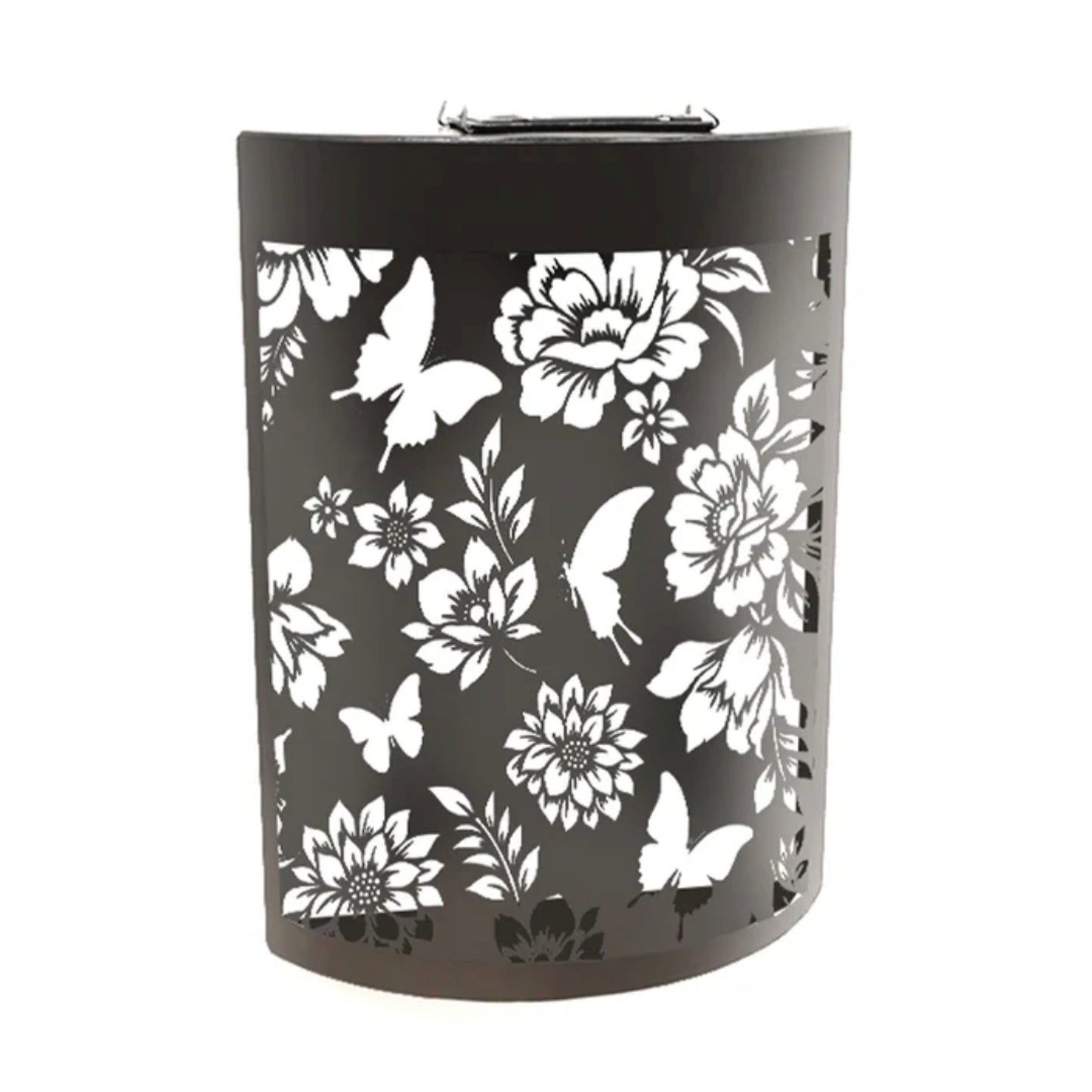 Curved Butterfly Solar Wall Panel LED Light Metal Garden Wall Lights - 25.5cm x 19cm x 5.5cm