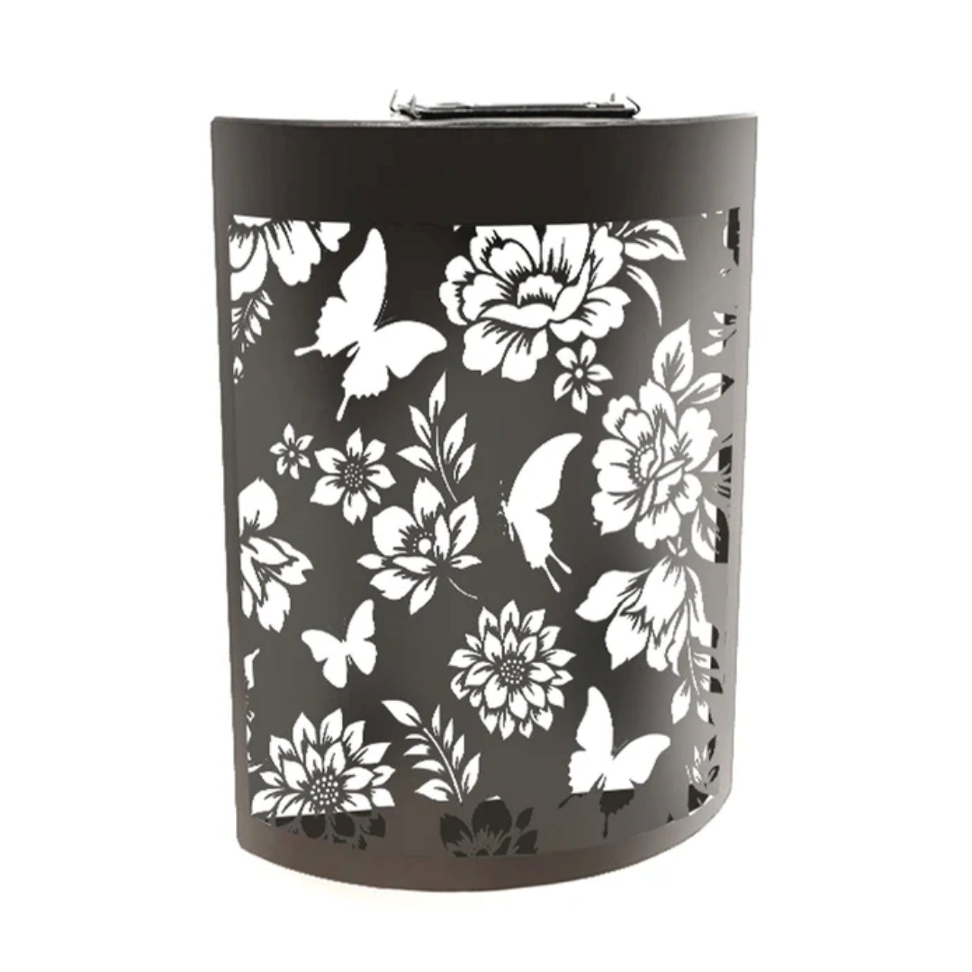 Curved Butterfly Solar Wall Panel LED Light Metal Garden Wall Lights - 25.5cm x 19cm x 5.5cm