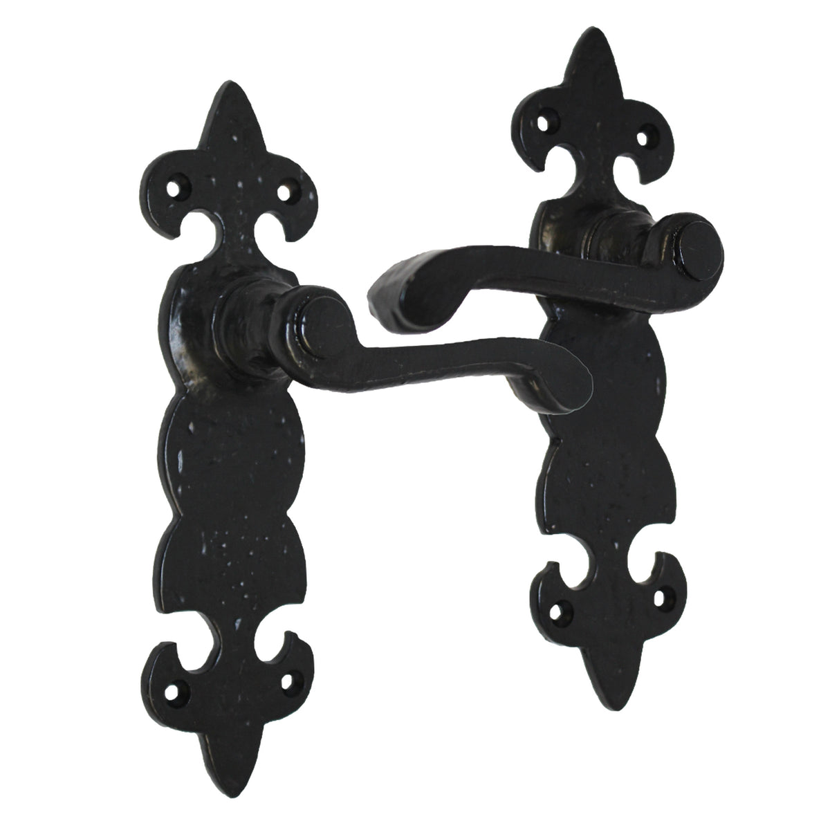 Marketplace JPG companion for Antique Fleur De Lys Black Door Handle Latch Lock Bathroom Handles