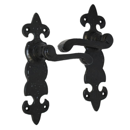 Marketplace JPG companion for Antique Fleur De Lys Black Door Handle Latch Lock Bathroom Handles
