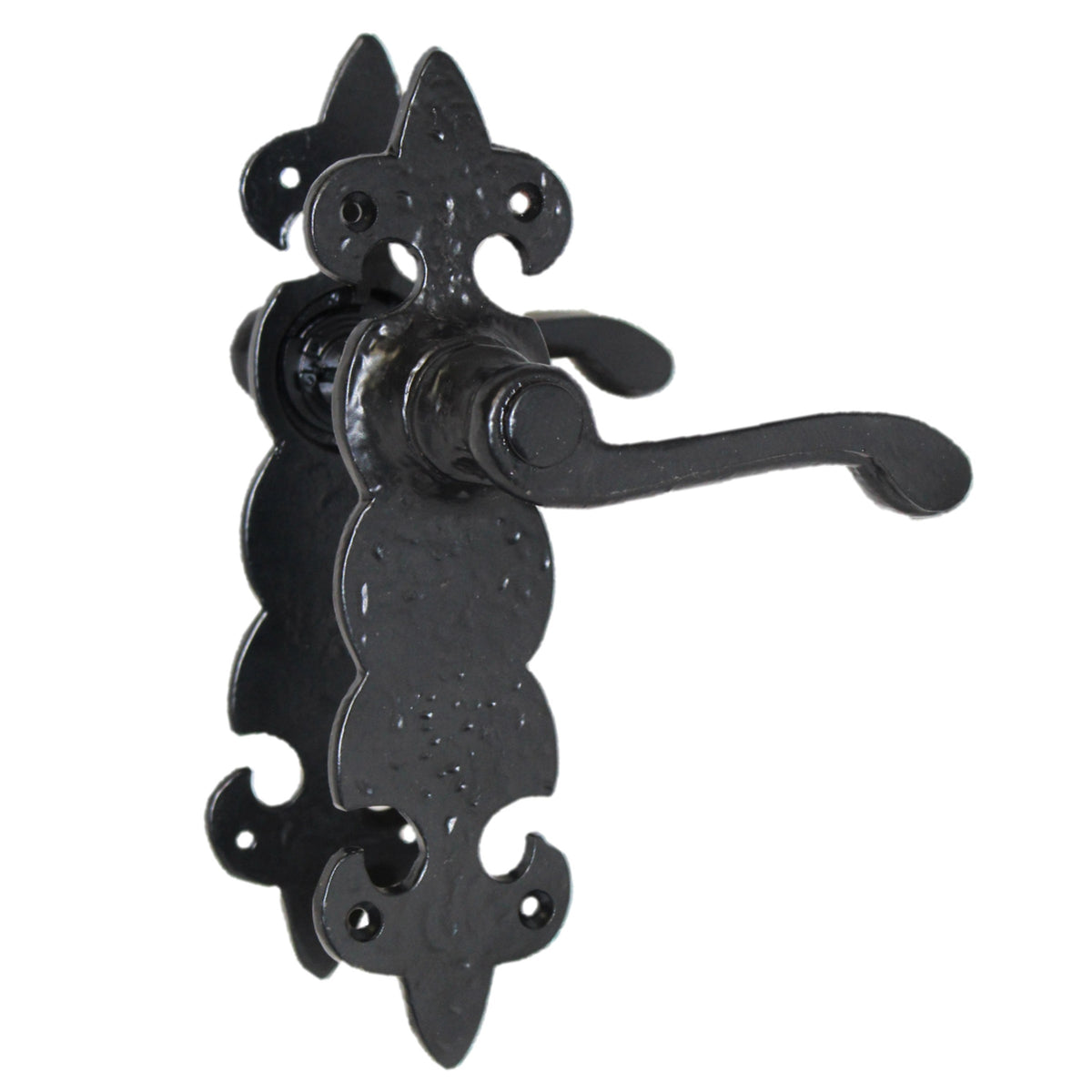 Marketplace JPG companion for Antique Fleur De Lys Black Door Handle Latch Lock Bathroom Handles