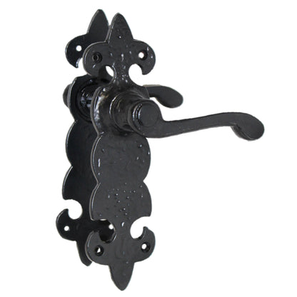 Marketplace JPG companion for Antique Fleur De Lys Black Door Handle Latch Lock Bathroom Handles
