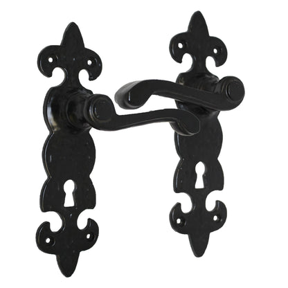 Marketplace JPG companion for Antique Fleur De Lys Black Door Handle Latch Lock Bathroom Handles