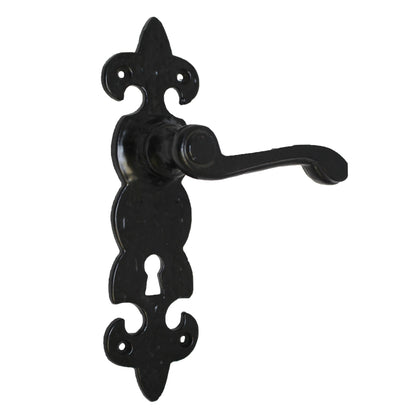 Marketplace JPG companion for Antique Fleur De Lys Black Door Handle Latch Lock Bathroom Handles