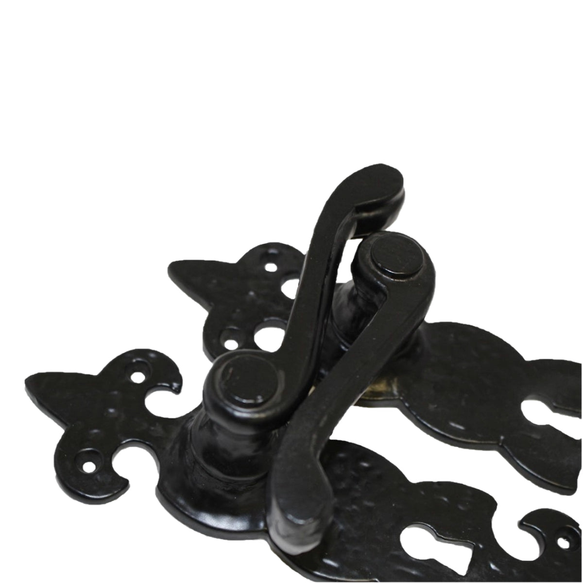 Marketplace JPG companion for Antique Fleur De Lys Black Door Handle Latch Lock Bathroom Handles