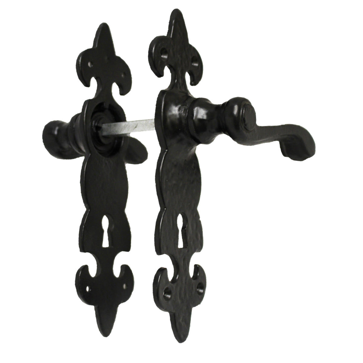 Marketplace JPG companion for Antique Fleur De Lys Black Door Handle Latch Lock Bathroom Handles