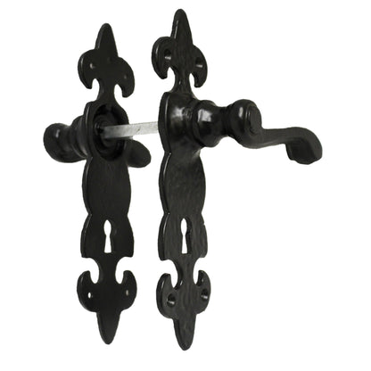 Marketplace JPG companion for Antique Fleur De Lys Black Door Handle Latch Lock Bathroom Handles