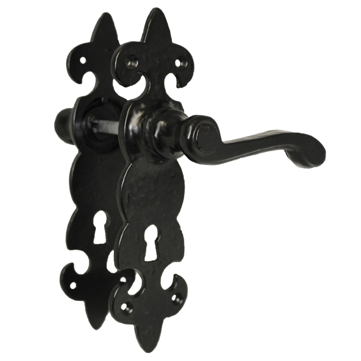 Marketplace JPG companion for Antique Fleur De Lys Black Door Handle Latch Lock Bathroom Handles