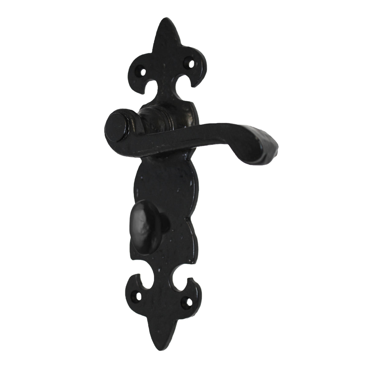Marketplace JPG companion for Antique Fleur De Lys Black Door Handle Latch Lock Bathroom Handles